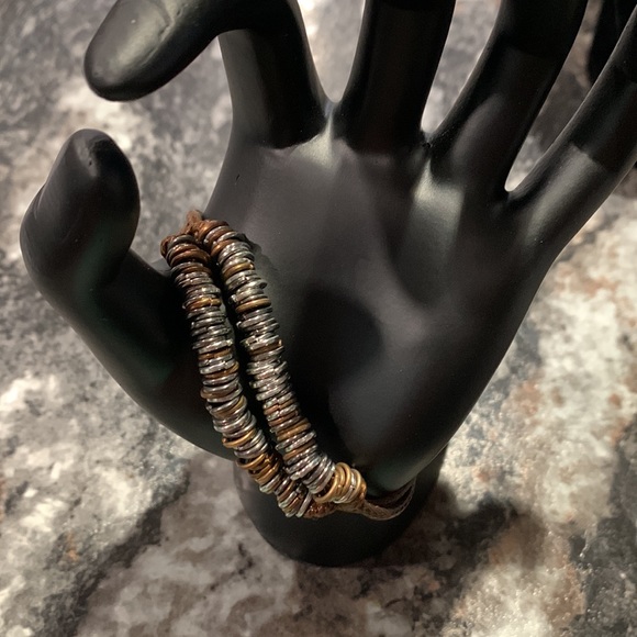 $5 add-on to any Bundle!! Or 3/$25 metal loops on leather bands bracelet - Picture 1 of 7